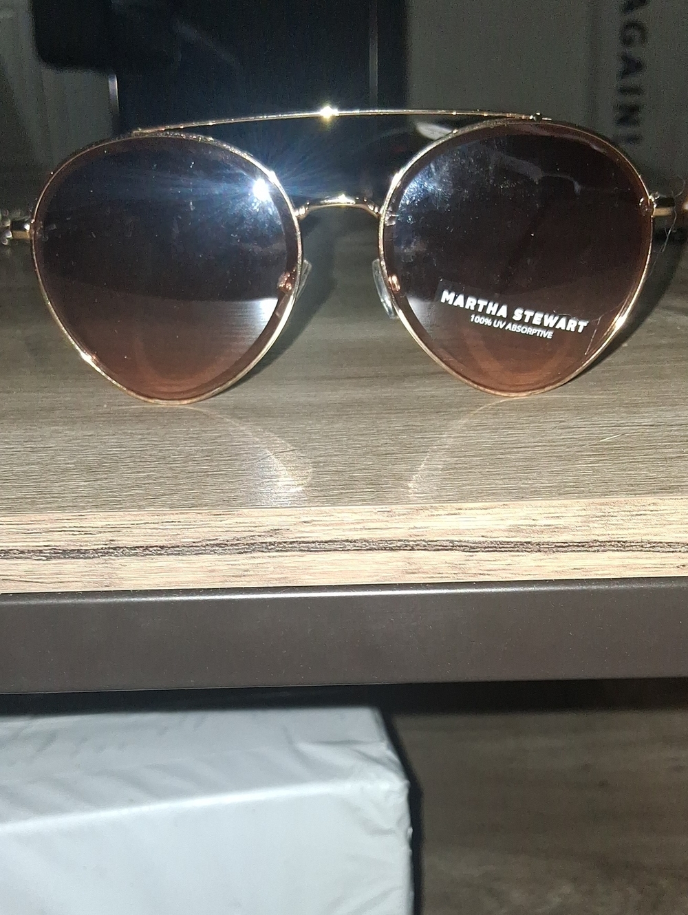 Martha Stewart Gold Frame Sunglasses with Brown Lenses